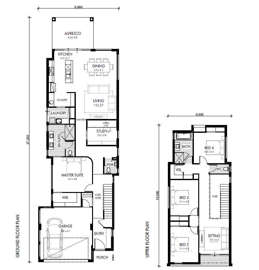 THE PADDINGTON | DESIGNER | 2 Storey 4 x 2 Home Design - WB